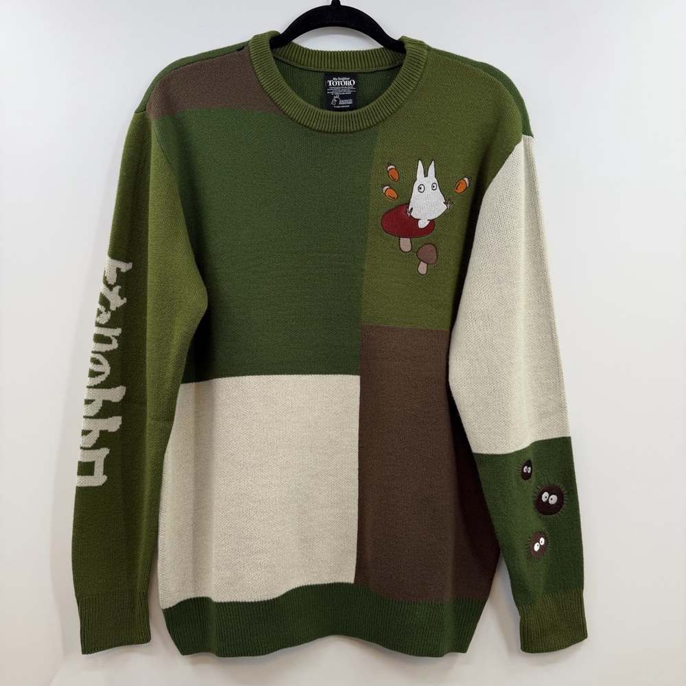 Studio Ghibli Totoro Patchwork Sweater Mens S Green Hot Topic Knit our universe